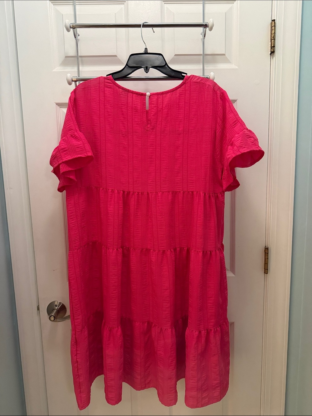 SHEIN Hot Pink Textured Ruffle Sleeve Dress - Picture 3 of 3